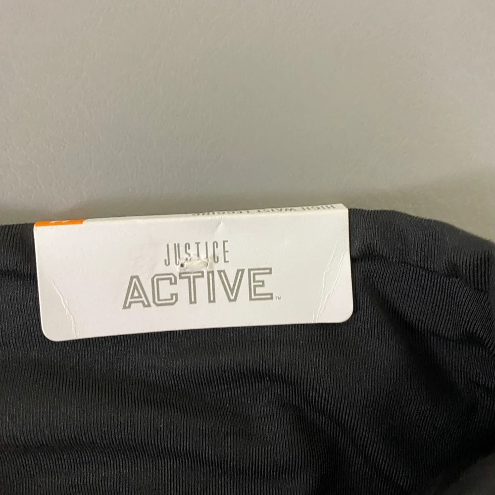 Justice Active Leggings Size 14 Teen Girls Black High Waist Zip‎ Pocket NEW NWT